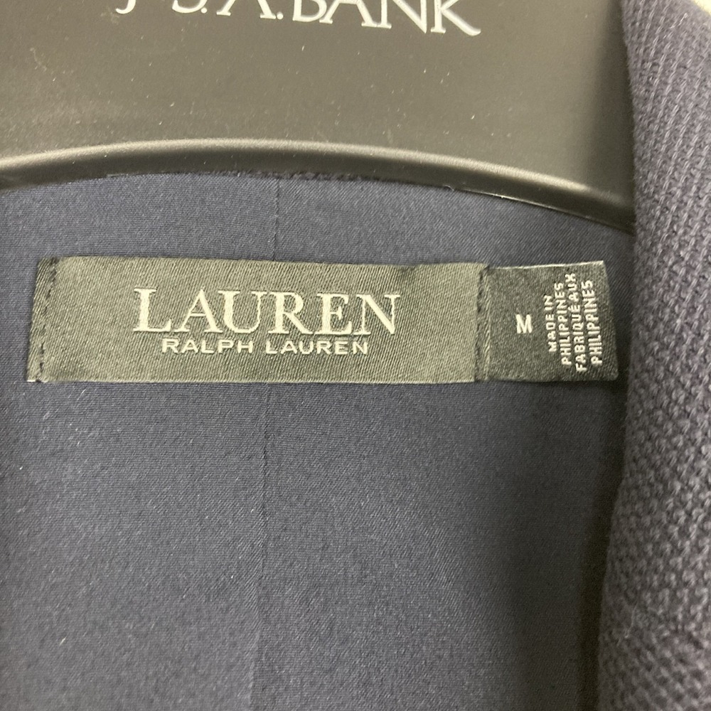 Lauren Ralph Lauren Women's Bullion Jacquard Blazer Navy Silver Button Size M - Picture 10 of 13